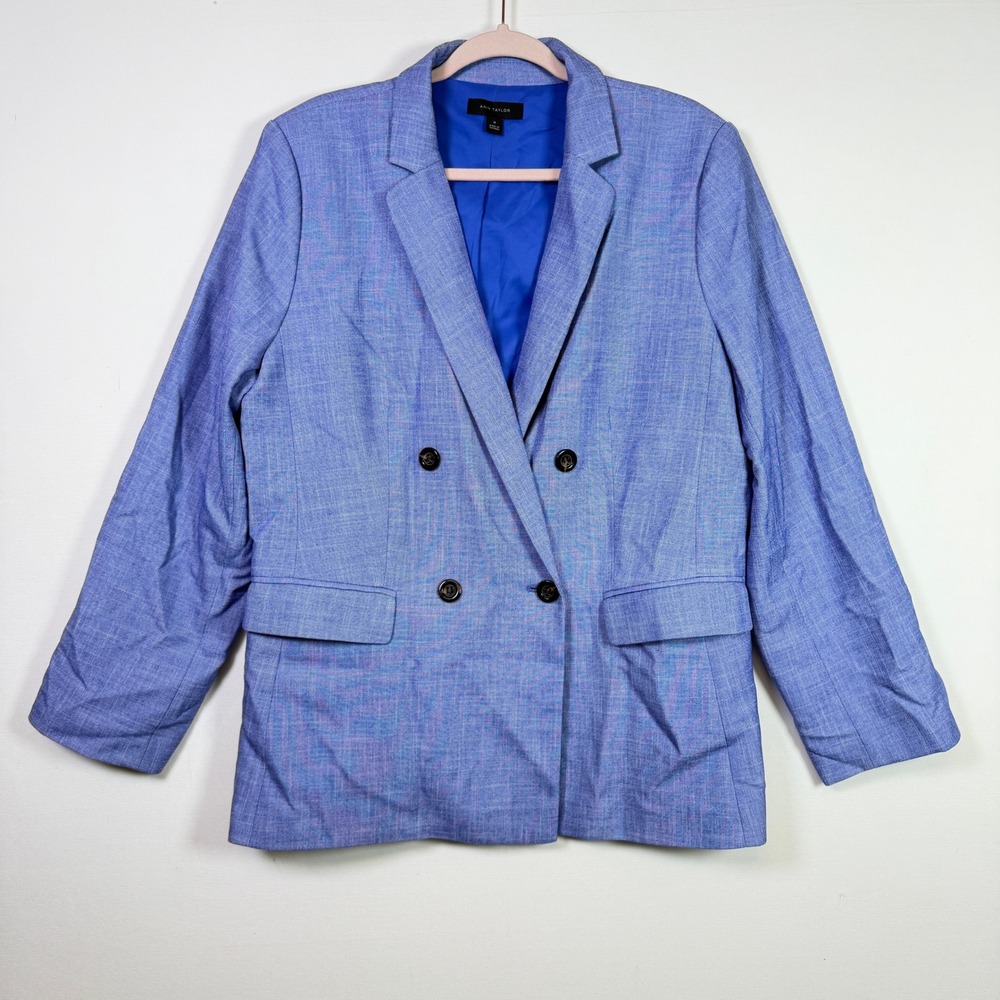 ANN TAYLOR Blue Double Breasted Long Sleeve Blazer 18